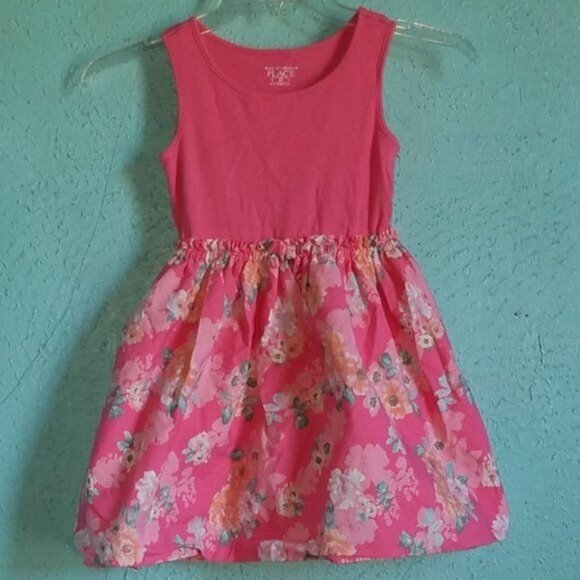 Dress The Children's Place Pink Floral Ribbed Tank SLEEVELESS Youth Kids Girls 5 - Picture 3 of 6